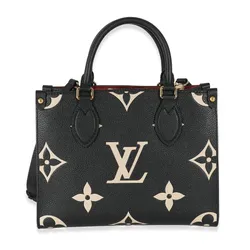Túi Xách Nữ Louis Vuitton LV Black & Beige Bicolor Monogram Empreinte Onthego PM Màu Đen Họa Tiết