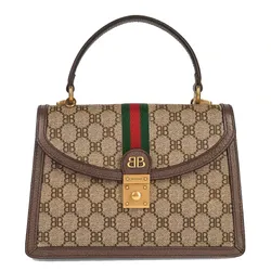 Túi Xách Tay Balenciaga Hacker Project x Gucci Monogram Top Handle Bag Màu Be