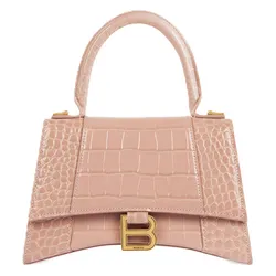 Túi Xách Tay Nữ Balenciaga Hourglass Small Shiny Crocodile 'Beige' 5935461LRGM9016 Màu Be