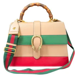 Túi Xách Tay Nữ Gucci Beige Red Green Leather Dionysus Bamboo Handle Large Màu Be Xanh