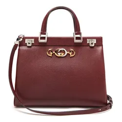 Túi Xách Tay Nữ Gucci Zumi Grainy Leather Medium Top Handle Bag Màu Đỏ Mận