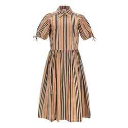 Váy Nữ Burberry Maddington Check Short-Sleeve Ribbon Archive Beige 8084317 Màu Be Size 4