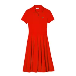 Váy Polo Nữ Lacoste Women’s Fitted Cotton Piqué Polo Dress EF1682 F8M Màu Cam Size 38
