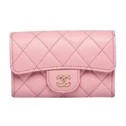 Ví Nữ Chanel Pink Quilted Caviar Leather Classic Flap Card Case Màu Hồng