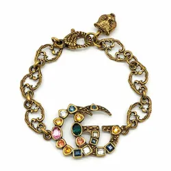 Vòng Đeo Tay Nữ Gucci Double G Multicolor Crystal Bracelet Bangle Phối Màu