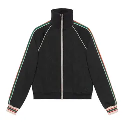 Áo Khoác Nam Gucci GG Jacquard Jersey Zip Jacket  662270 Màu Đen Size S