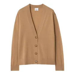 Áo Cardigan Nữ Burberry Tulip V-Neck Wool In Camel 80911741 Màu Nâu Size XS