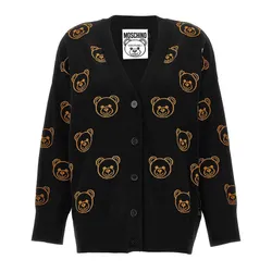 Áo Cardigan Nữ Moschino All Over Bear Màu Đen Họa Tiết Size 36