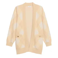 Áo Cardigan Nữ Sandro Glenda Argyle Wool Blend Cardigan Màu Cam Nhạt Size 0