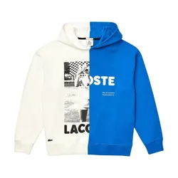 Áo Hoodie Lacoste Unisex Live Bicolor Print Fleece Sweatshirt SH5661 Màu Trắng - Xanh Navy Size XS