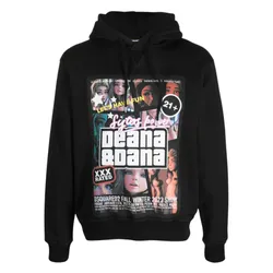 Áo Hoodie Nam Dsquared2 Printed 'D2 Cool' Sweatshirt In Black Cotton S71GU0625 S25516 900 Màu Đen Size XS