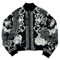 Áo Khoác Bomber Nam Versace Barocco Print Jacket Màu Đen Họa Tiết Size 48