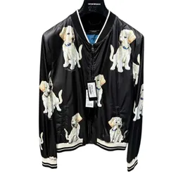 Áo Khoác Nam Dolce & Gabbana D&G Logo Họa Tiết Dog Màu Đen Size 46