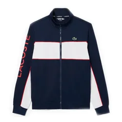 Áo Khoác Nam Lacoste Print Branding Zipped Tennis Sweatshirt  SH8942-00 5GC Màu Xanh Trắng Size 3