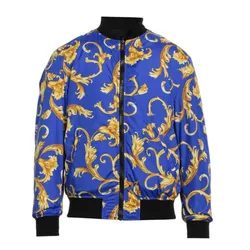 Áo Khoác Nam Versace Reversible Baroque Print Padded Zip Jacket Màu Xanh/Đen Size 48