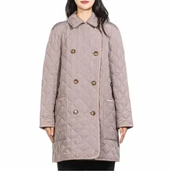 Áo Khoác Nữ Burberry Women's Tything Quilted Jacket Màu Xám Hồng Size XS