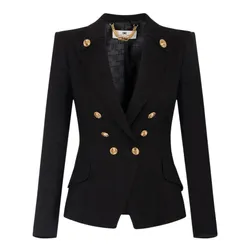 Áo Khoác Nữ Elisabetta Franchi 6 Button Double-breasted Wool Blazer In Black GI16252E2V760 Màu Đen Size 40