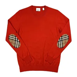 Áo Len Nữ Burberry Bempton Elbow Patch Sweater Màu Đỏ Size M