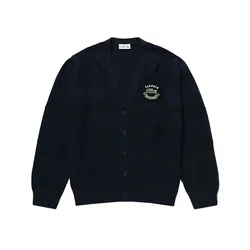 Áo Len Cardigan Lacoste AH013J-99 166 Màu Xanh Navy Size 2