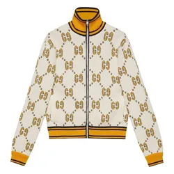 Áo Len Cardigan Nam Gucci GG Supreme Print Zip Up Cardigan  740571 Màu Be Vàng Size S