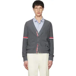 Áo Len Cardigan Nam Thom Browne Grey Y-Neck Cardigan Cardigan MKC519A Màu Xám Size 3