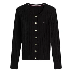Áo Len Cardigan Nữ Tommy Hilfiger Cable Knit Màu Đen Size XS
