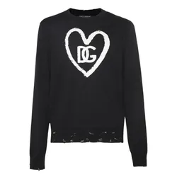 Áo Len Nam Dolce & Gabbana D&G Black With Logo Printed GXM36T JEMP6 S9000 Màu Đen Size 46