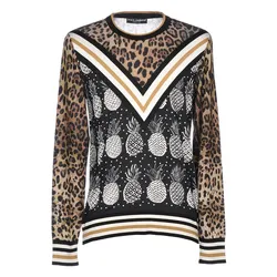 Áo Len Nam Dolce & Gabbana D&G Sweater Black Leopard Màu Nâu Đen Size 44