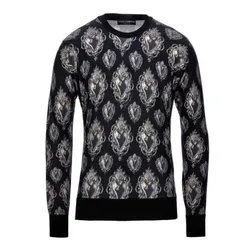 Áo Len Nam Dolce & Gabbana D&G Sweater Black Silk Sacred Heart Pullover Màu Đen Size 46