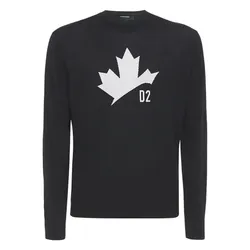Áo Len Nam Dsquared2 Maple Leaf Jacquard Wool Knit Jumper Màu Đen Size S