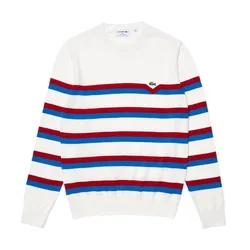 Áo Len Nam Lacoste Men's Striped Organic Cotton Sweate AH6788 Màu Trắng Size 4