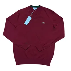 Áo Len Nam Lacoste Men's V-Neck Organic Cotton Sweater Màu Đỏ Đô Size 4
