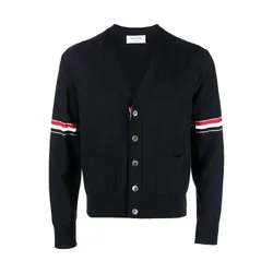 Áo Len Nam Thom Browne RWB Stripe V-neck Cardigan MKC519A  Màu Xanh Navy Size 3