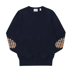 Áo Len Nữ Burberry Bempton Elbow Patch Sweater Màu Xanh Navy Size XS