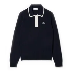 Áo Len Nữ Lacoste Polo Collar Stretch Golf Sweater AF8544 51 HHW Màu Xanh Navy Size 36