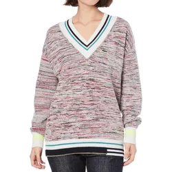 Áo Len Nữ Lacoste Regular Cotton And Alpaca Wool V-Neck AF0652 QIH Phối Màu Size 34