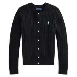 Áo Len Ralph Lauren Girls' Cable-Knit Cardigan Big Kid Black Màu Đen Size XL