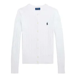 Áo Len Ralph Lauren Girls' Cable-Knit Cardigan Big Kid Bright White Màu Trắng Size L