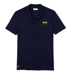 Áo Nam Lacoste Slim Fit Wave Logo Cotton Petit Piqué Polo Shirt PH4270.166 Màu Xanh Navy Size 2