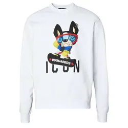 Áo Nỉ Nam Dsquared2 Icon Sweatshirt DSF22S007-A11 White Màu Trắng Size S