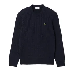 Áo Nỉ Sweater Lacoste Cable Knit Cotton Sweater AH7627 00 802 Màu Xanh Navy Size 3