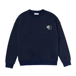 Áo Nỉ Sweater Nữ Lacoste Crew Neck Badge Fleece Sweatshirt SF6501 166 Màu Xanh Navy