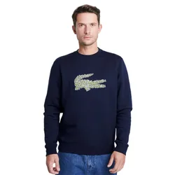 Áo Nỉ Sweater Nam Lacoste Men's Crew Neck Multi Croc Badge Fleece Sweatshirt SH8552 Màu Xanh Navy Size 2