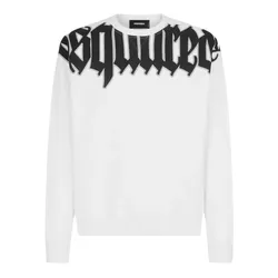 Áo Nỉ Sweater Nam Dsquared2 Cotton Crewneck Sweatshirt With Logo In White S74GU0761 S25551 100 Màu Trắng Size M