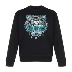 Áo Nỉ Sweater Nam Kenzo Icon Tiger Logo Sweatshirt Màu Đen/Xanh Size XS