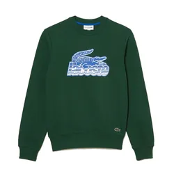 Áo Nỉ Sweater Nam Lacoste Round Neck Unbrushed Fleece SH5087 00 132 Màu Xanh Green Size 3