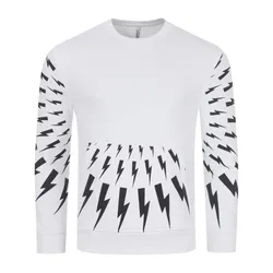 Áo Nỉ Sweater Nam Neil Barrett Contrasting Print Radial Fair-Isle Thunderbolt BJS005S Màu Trắng Size S