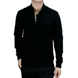 Áo Polo Dài Tay Burberry Long Sleeve Eddie Check 8075485 Màu Đen Size XS