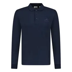 Áo Polo Dài Tay Nam Burberry Cotton Long Sleeve Màu Xanh Navy Size XS