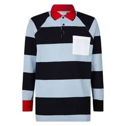 Áo Polo Dài Tay Nam Burberry Long Sleeve Stripe Net Cotton Male Blue 80134731 Màu Xanh Đen Size XS